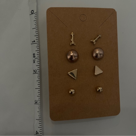 4-Pair Earring Set – Gold & Rose Gold Tones - Picture 3 of 7